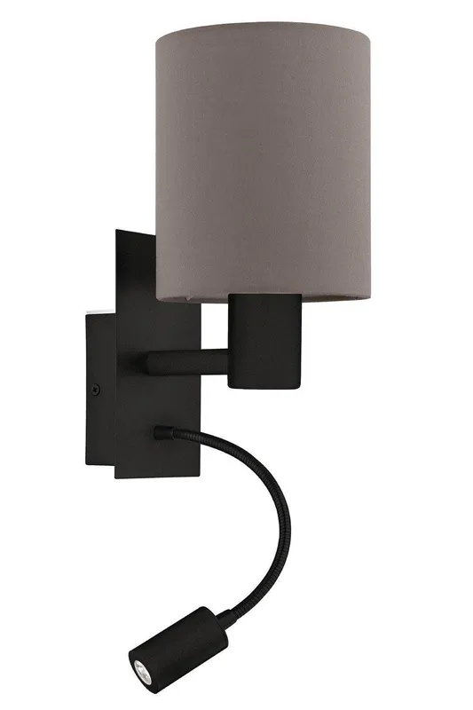 Eglo Unisex Pasteri Black & Brown Wall Lamp w/ Reading Light Brown female