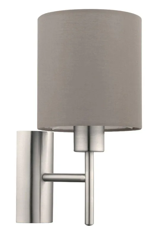 Eglo Unisex Pasteri Satin Nickel Metal & Fabric Wall Light in Taupe Taupe female