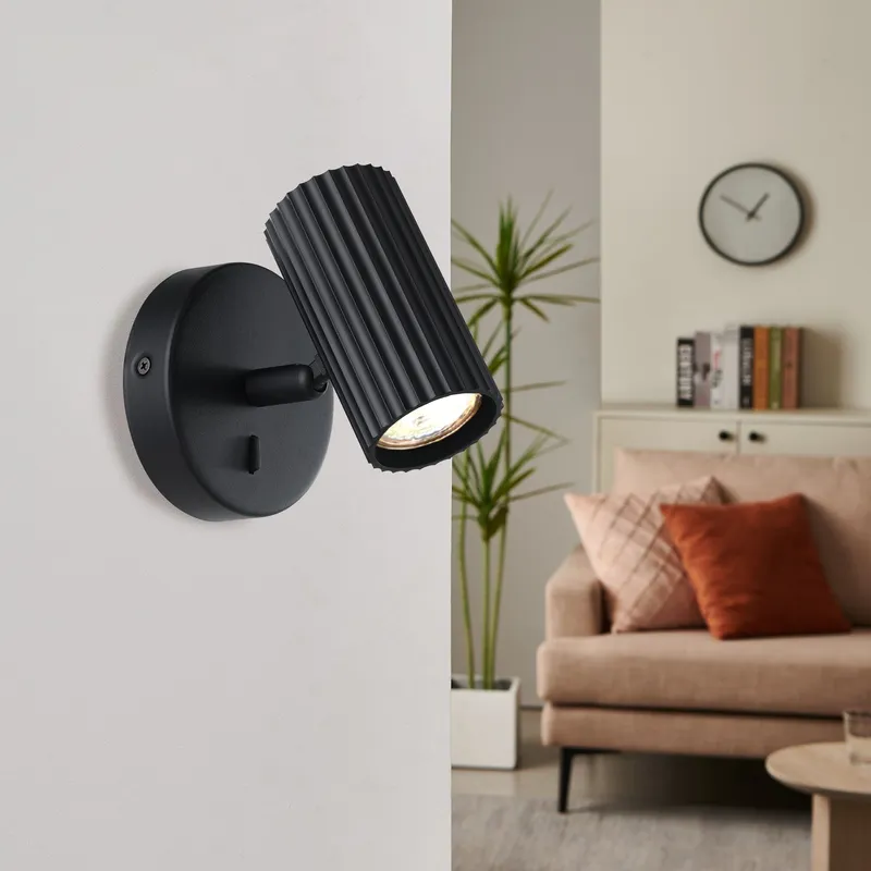 Eglo Unisex Portillo Aluminium & Steel Modern Wall Spotlight, in Black Black female