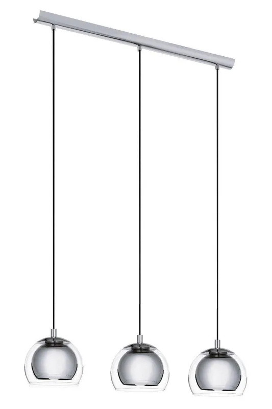 Eglo Rocamar Glass & Metal 3-Light Ceiling Pendant in Metallic Silver Metallic Silver