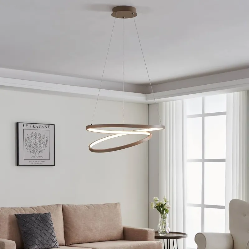 Eglo Ruotale Round LED Pendant Light (D) 50cm in Light Sand - Light Sand