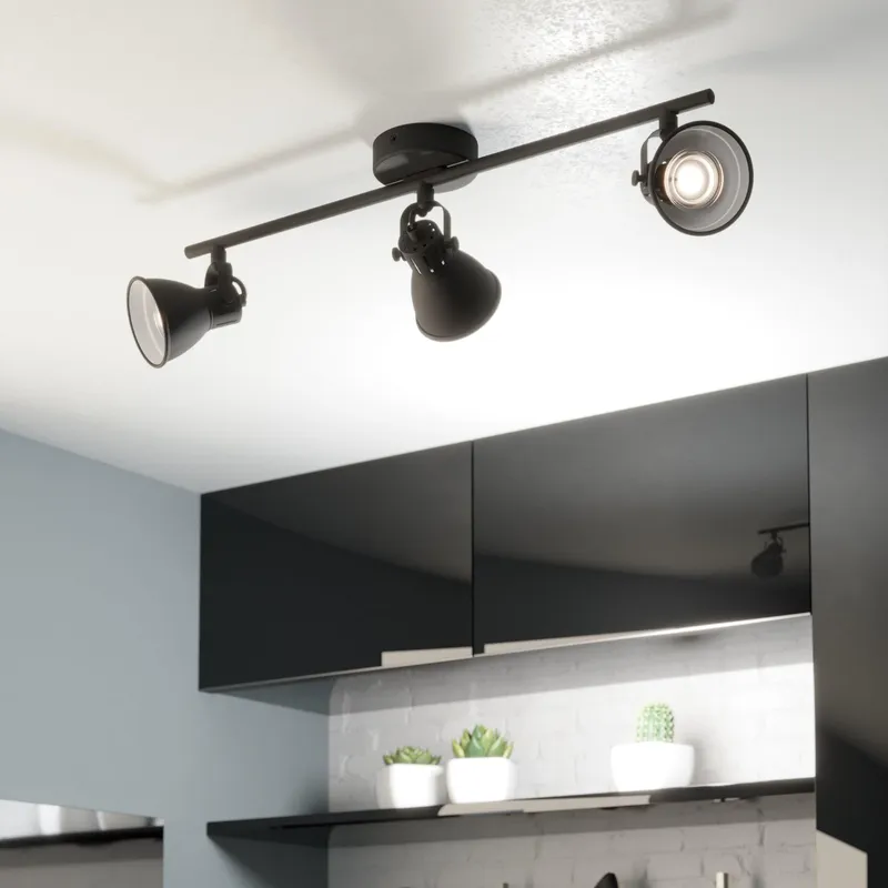 Eglo Seras 2 Black Steel 3 Light Spot - Black