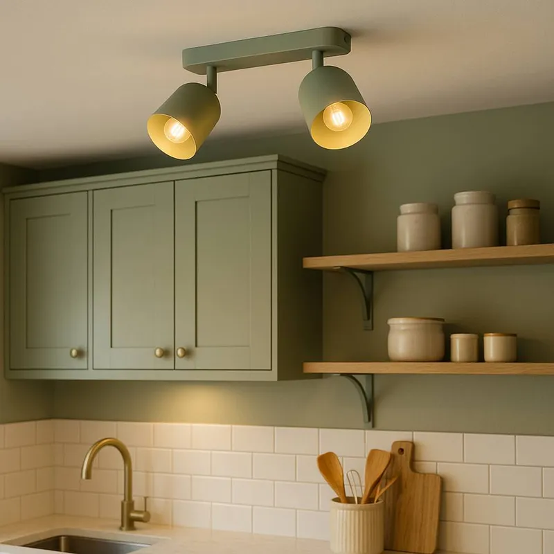 Eglo Tilston Steel Minimalist Dual Ceiling Spotlight, Green Green