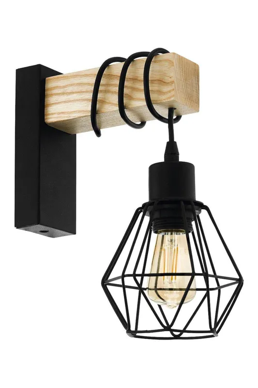 Eglo Townshend Natural Wood & Metal Wall Light in Light Brown Light Brown