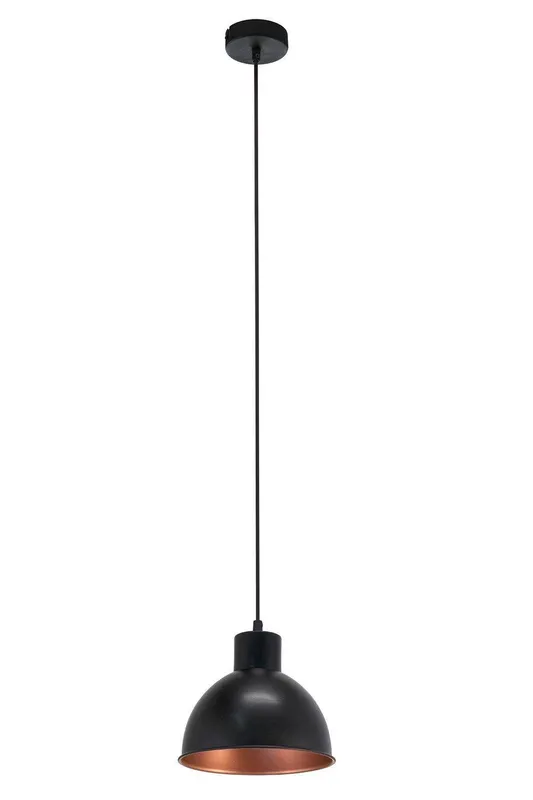 Eglo Unisex Truro 1 Black & Copper Domed Pendant Light Black One Size female