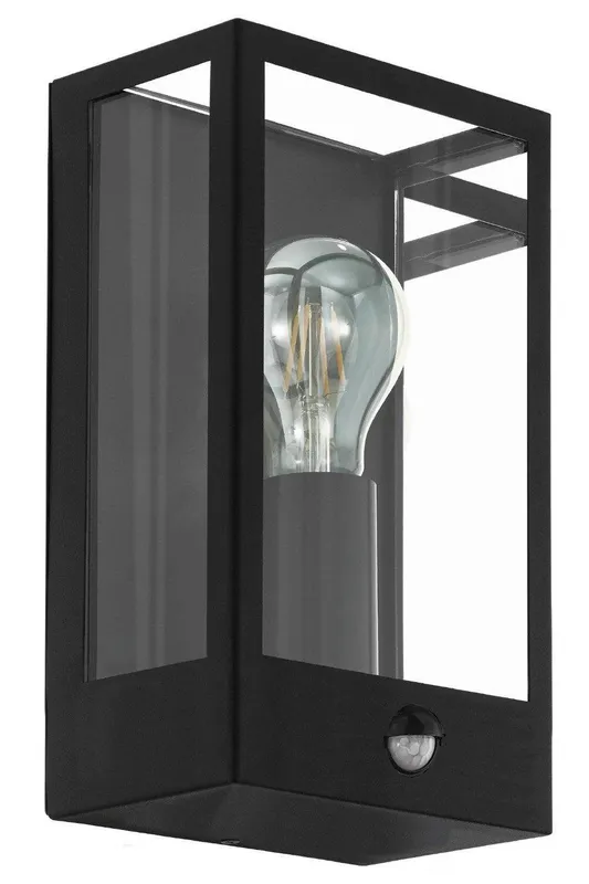 Eglo Unisex Alamonte Metal IP44 Outdoor Wall Light w/ Sensor in Black Black One Size female