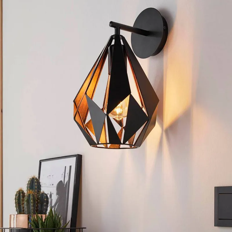 Eglo Carlton 1 Industrial Vintage Wall Light Wbs in Copper - Copper