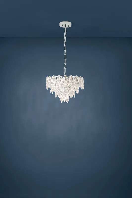 Eglo Unisex Carvario Glass Pendant Chandelier Light in Silver Silver One Size female
