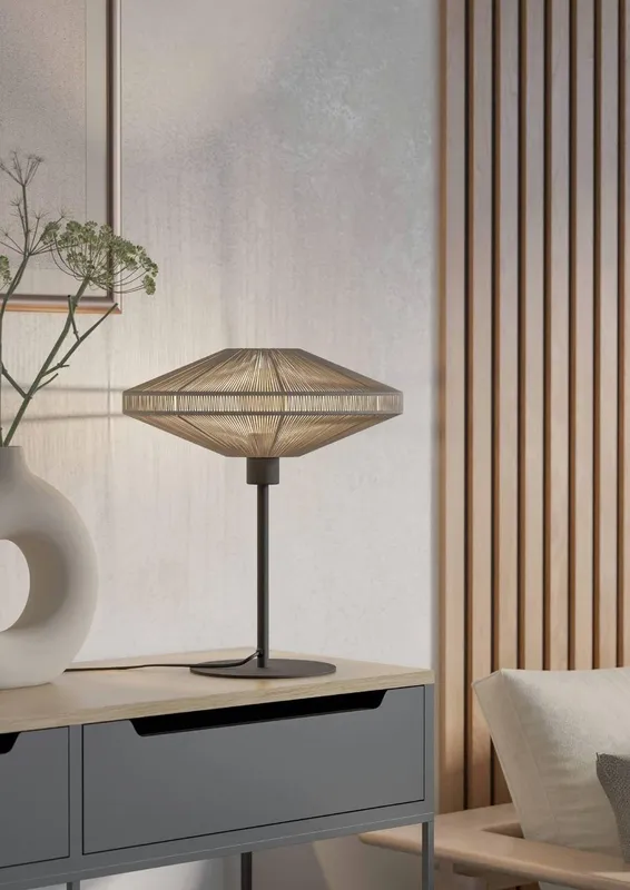Eglo Midsumer Timeless Fabric & Steel Table Lamp in Black - Black
