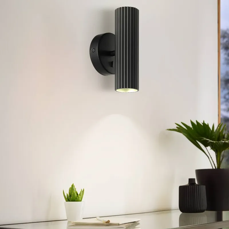 Eglo Unisex Portillo Aluminium & Steel Modern Uplight & Wall Down Light, in Black Black female