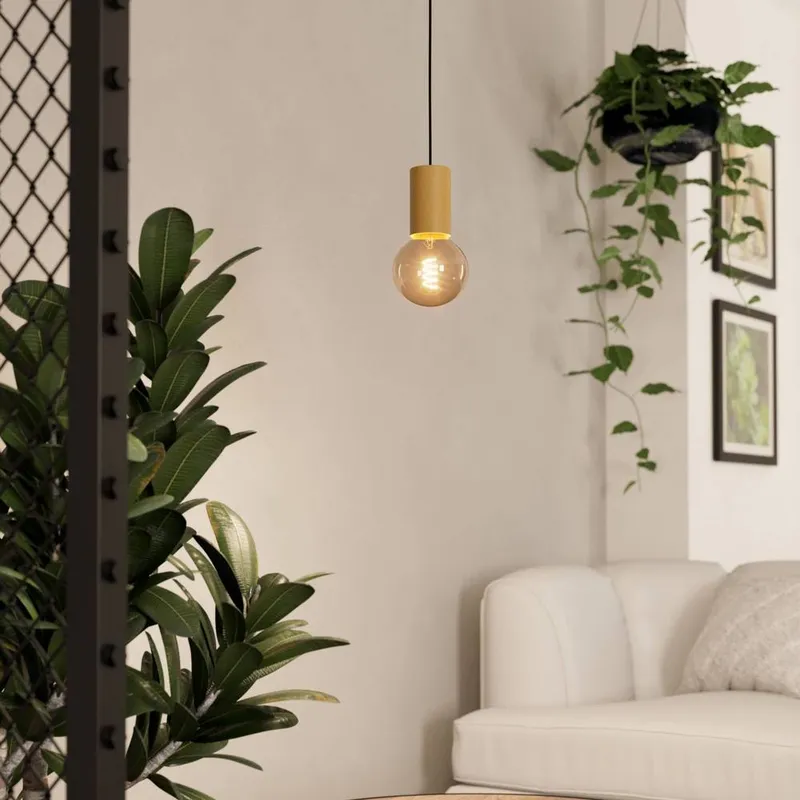 Eglo Unisex Pozueta 1 Pendant Light – Black Steel & Wood Detail, E27, Slim 65mm Black One Size female