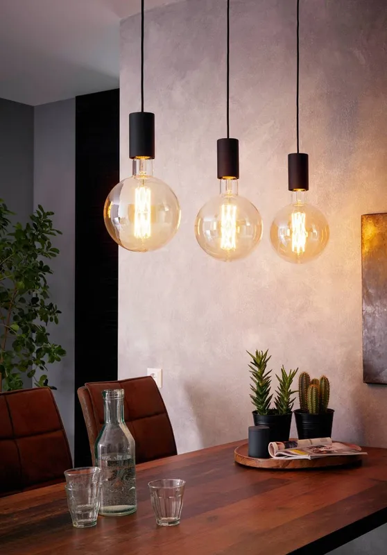 Eglo Pozueta Black Linear Pendant Light Black