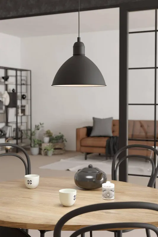 Eglo Priddy Black Domed Single Pendant Light - Black - Size: One Size