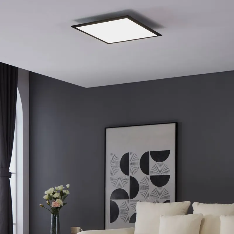 Eglo Salobrena 1 Ultra-Slim Modern Black Square LED Ceiling Light Wbs Black