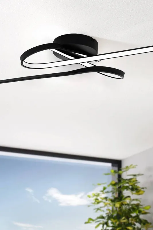 Eglo Unisex Selvina 1 LED Contemporary Flush Black Ceiling Light Black One Size female