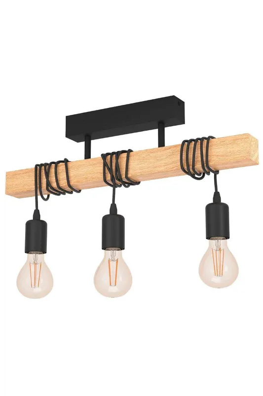 Eglo Townshend Natural Wood & Metal 3 Light Ceiling Pendant in Light Brown Light Brown