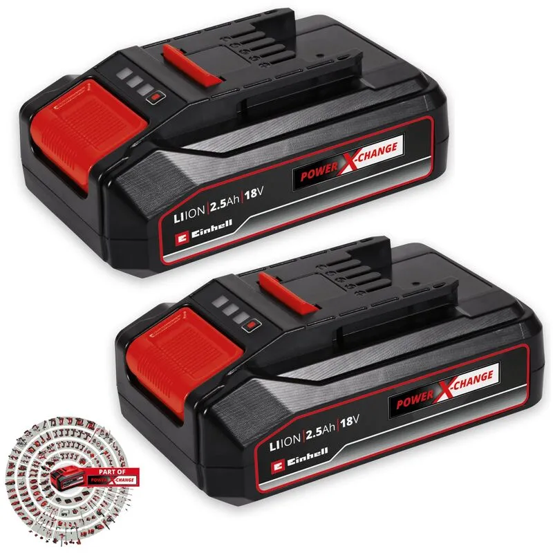 Einhell Genuine Pxc 18v Cordless Twin Pack Li-ion Batteries 2.5ah 2.5ah