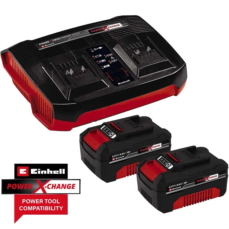 Einhell 4512112 Pxc Starter Kit - 2 x 4.0ah Batteries and Twin Charger