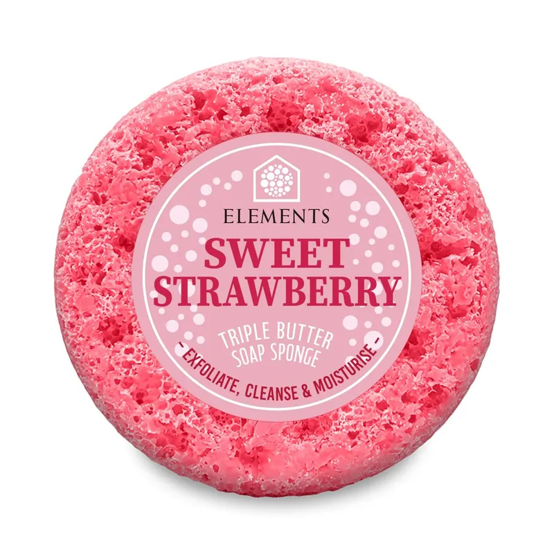 Elements of Fragrance Exfoliating Soap Sponge Scrub Fruity Scent - Sweet Strawberry in Pink Pink