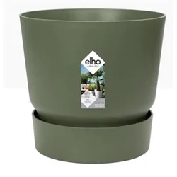Elho Greenville Round Indoor Pot & Base Green 20cm