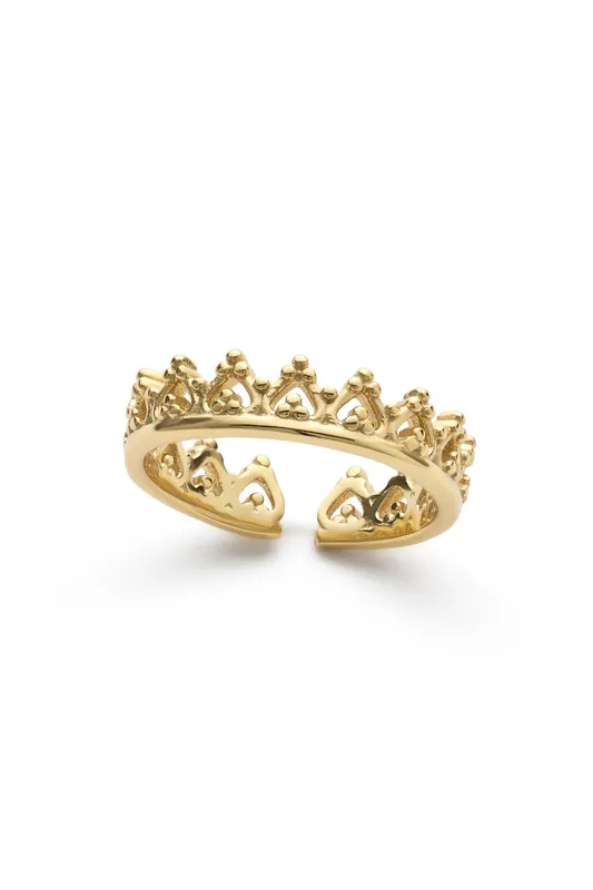 Elk & Bloom Women's 14K Dainty Gold Crown Ring - Gold