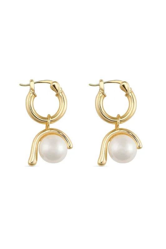 Elk & Bloom Women's Chunky 14K Gold Pearl Hoops - Gold - Size: One Size