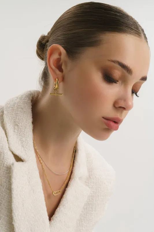 Elk & Bloom Women's Chunky 18K Gold Thick Hoops - Gold