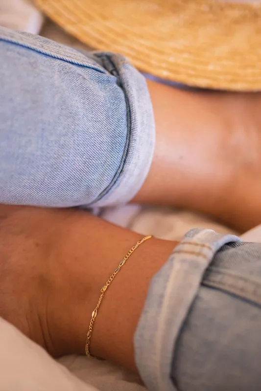 Elk & Bloom Women's Delicate 18K Gold Chain Anklet Gold One Size