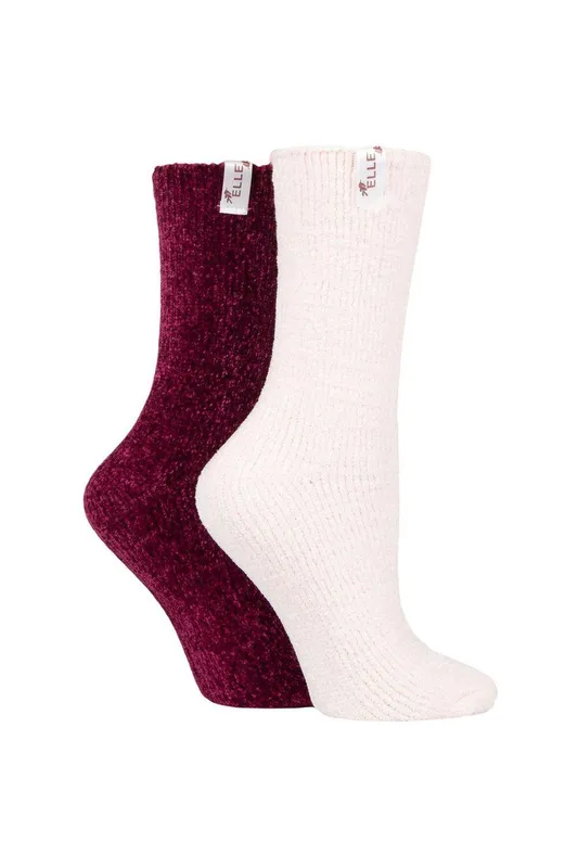 Elle Women's 2 Pair Chenille Boot Socks in Mauve Size: 4-8 - Mauve