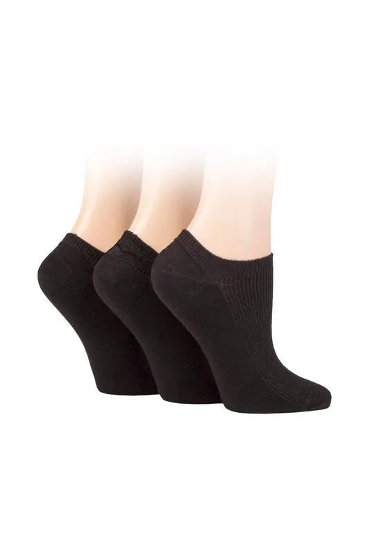 Elle Women's 3 Pair Bamboo Ribbed No Show Socks in Black Size: 4-8 - Black