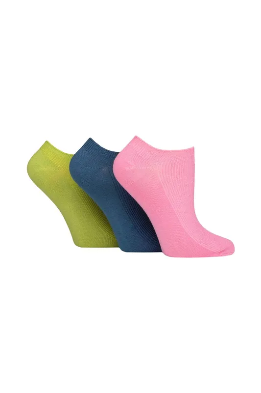 Elle Women's 3 Pair Bamboo Ribbed No Show Socks in Pink Size: 4-8 Pink 4-8