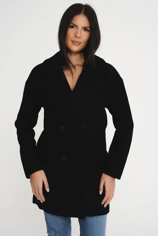 Elle Women's Alice Wool Coat in Black Size: 38 - Black