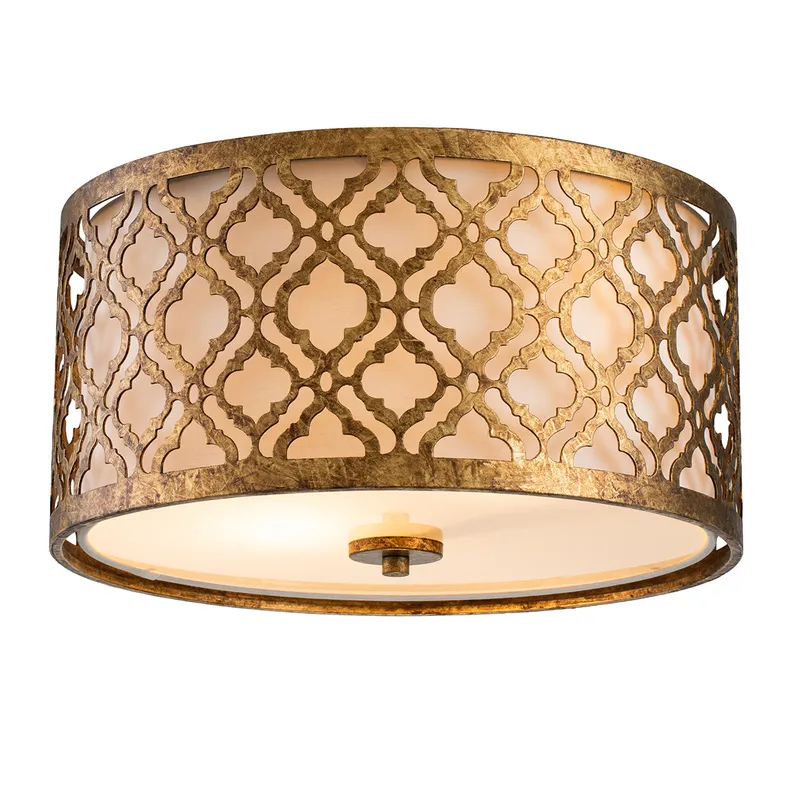 Netlighting Arabella 2 Light Flush Mount Ceiling Light Gold E27 Gold