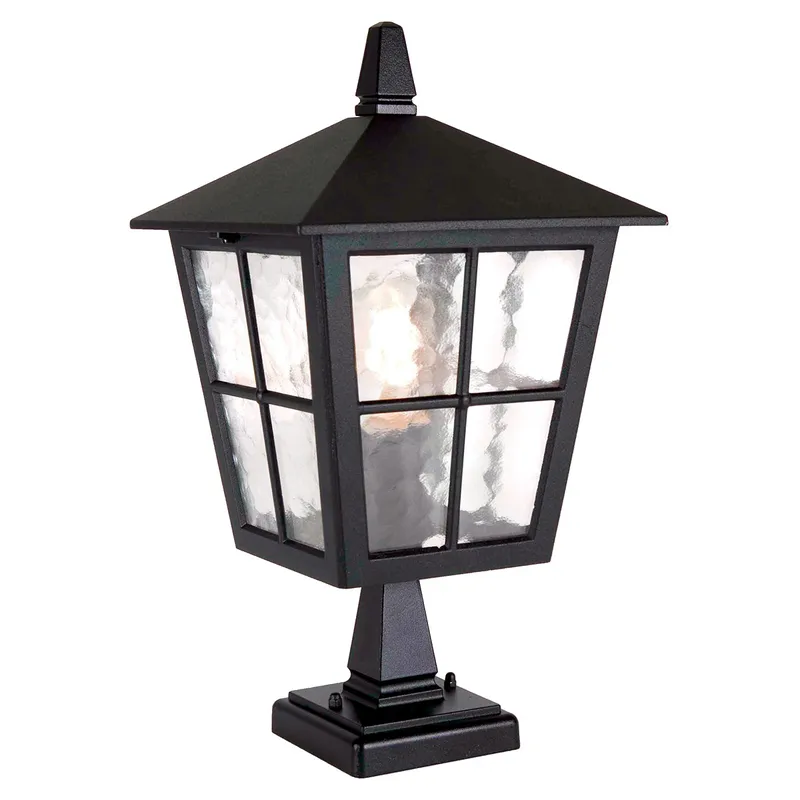 Netlighting Canterbury 1 Light Outdoor Pedestal Lantern Black IP43 E27 Black