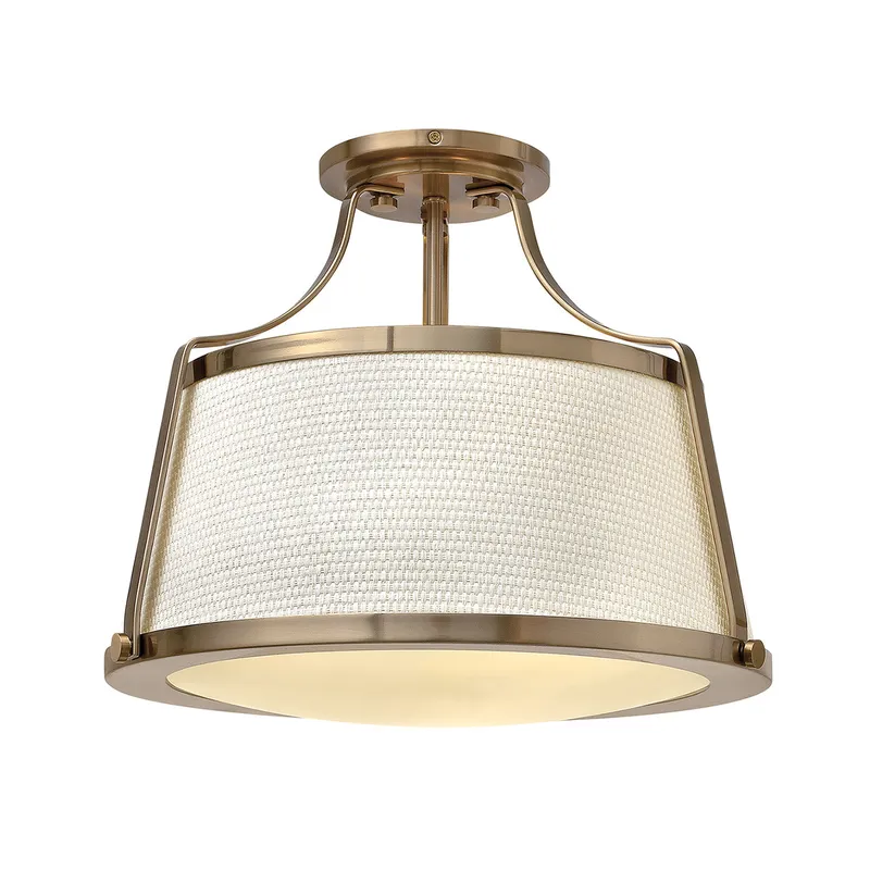 Netlighting Charlotte 3 Light Semi Flush Ceiling Light Brushed Caramel E27 in Brown Brown