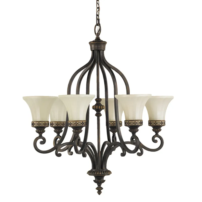 Elstead Lighting Drawing Room 6 Light Multi Arm Chandelier Walnut Finish, E27
