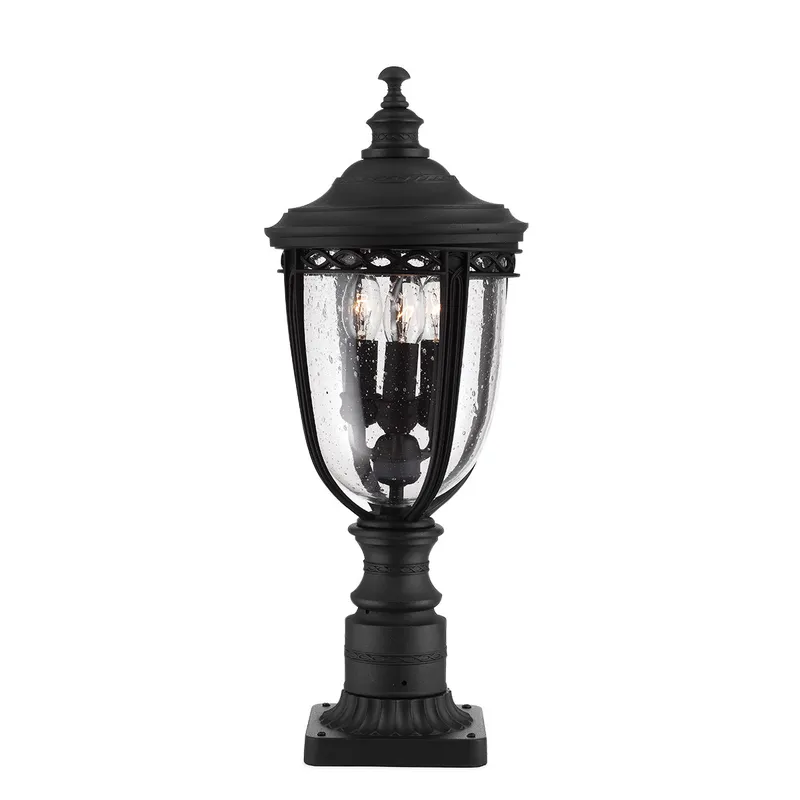 Netlighting English Bridle 3 Light Medium Outdoor Pedestal Light Black IP44 E14 Black