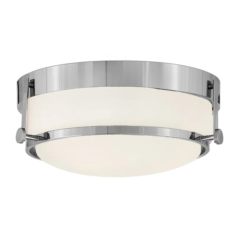 Elstead Lighting Harper 3 Light Flush Ceiling Light, Polished Chrome