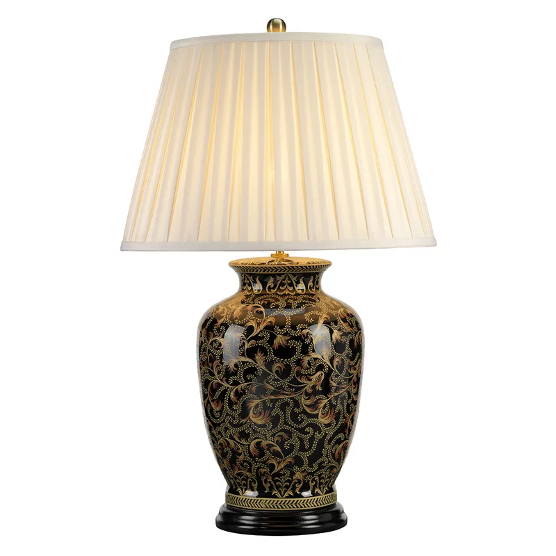 Netlighting Morris 1 Light Large Table Lamp Black Gold E27 Black