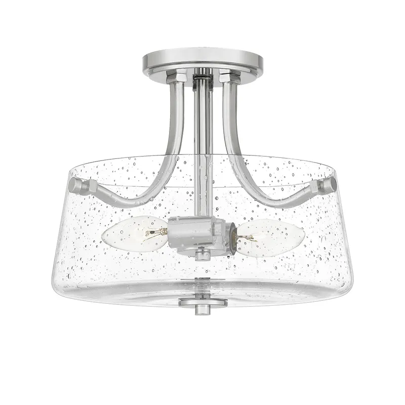 Elstead Lighting Quoizel Hollister Bowl Semi Flush Ceiling Light Polished Nickel