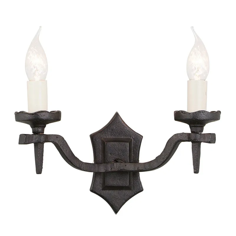 Elstead Lighting Rectory 2 Light Indoor Candle Wall Light Black, E14