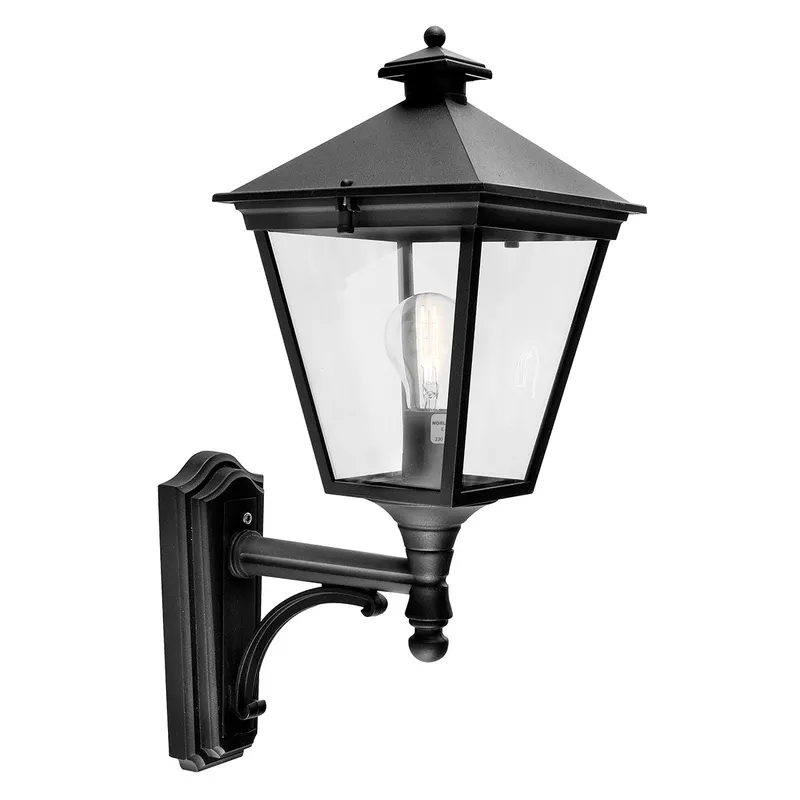 Netlighting Turin 1 Light Outdoor Wall Lantern Light Black IP54 E27 Black