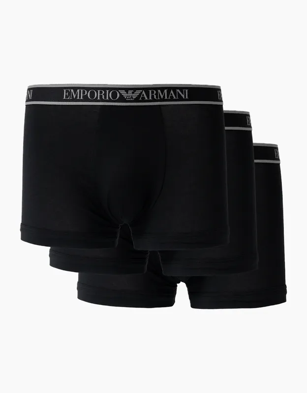 Emporio Armani 3 Pack Trunks - Black/Black/Black