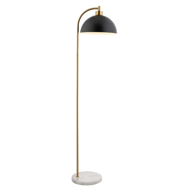 Endon Collection Lighting Buchanan Floor Lamp Matt Black, Antique Brass Plate, Grey Marble, 1x E27