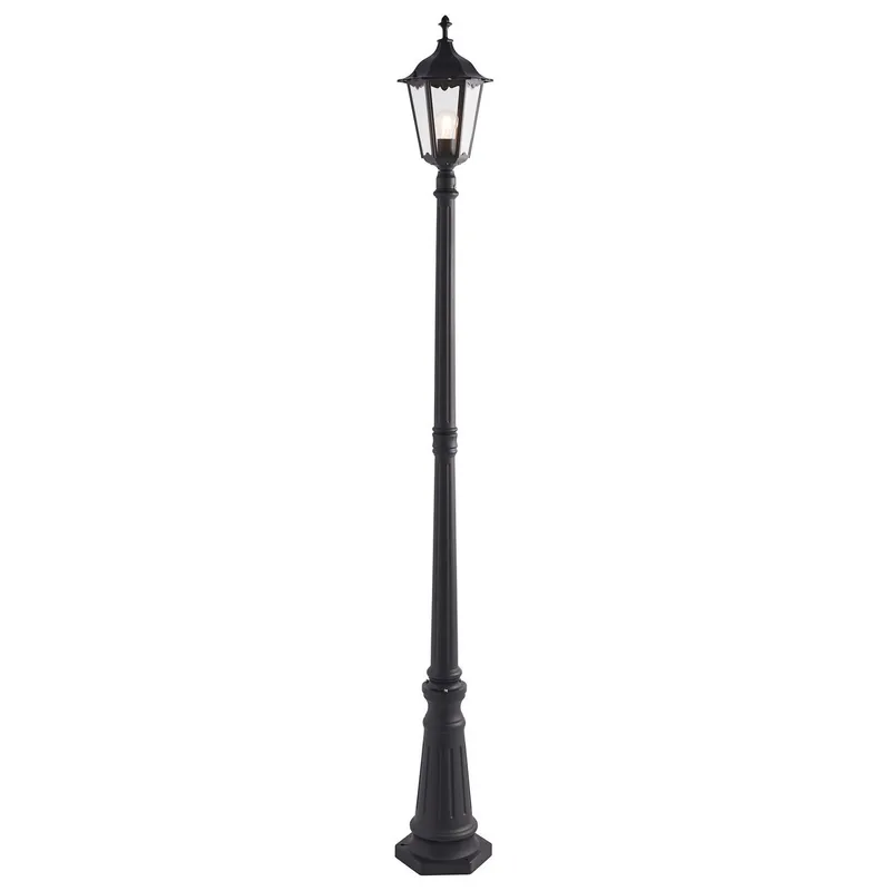 Endon Collection Lighting Burford 1 Light Outdoor Lamppost Matt Black Paint, Glass IP44, E27