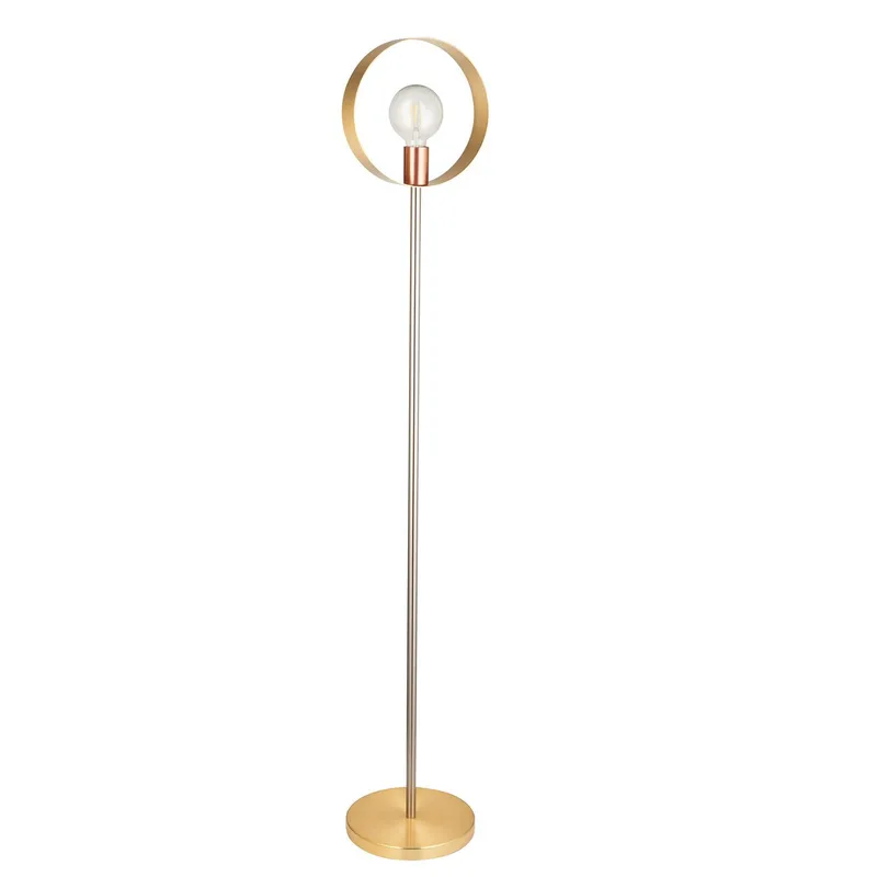 Netlighting Hoop Complete Floor Lamp Brushed Brass Nickel Copper Plate in Gold Gold