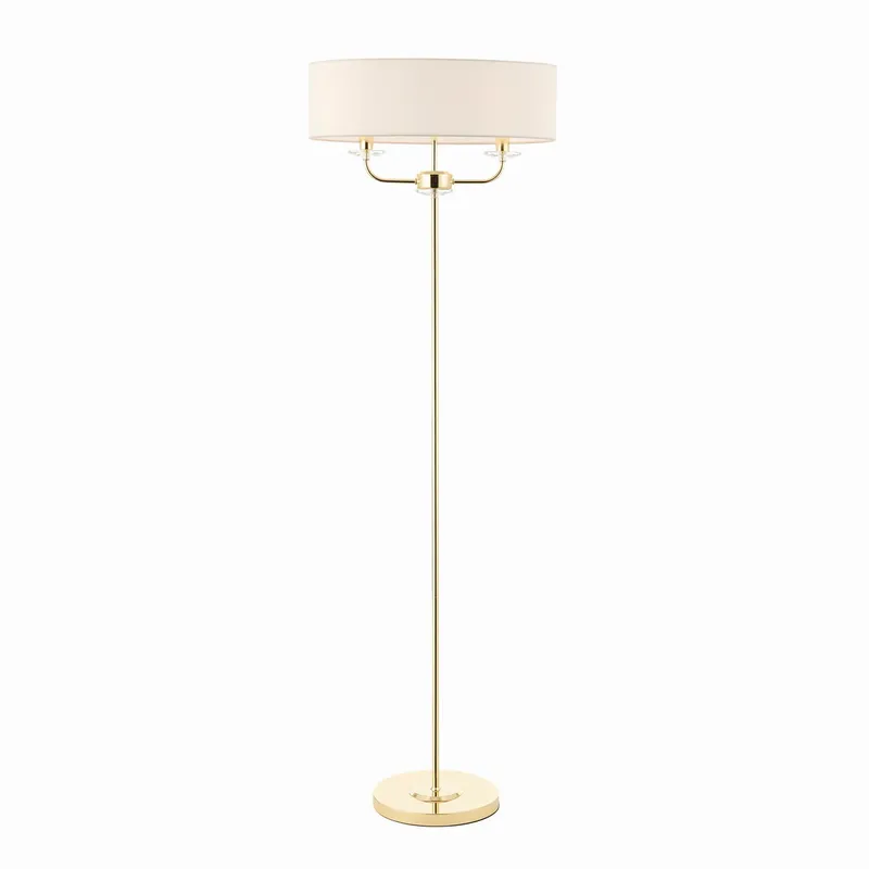 Endon Collection Lighting Nixon 2 Light Floor Lamp Brass, Crystal Glass, E14