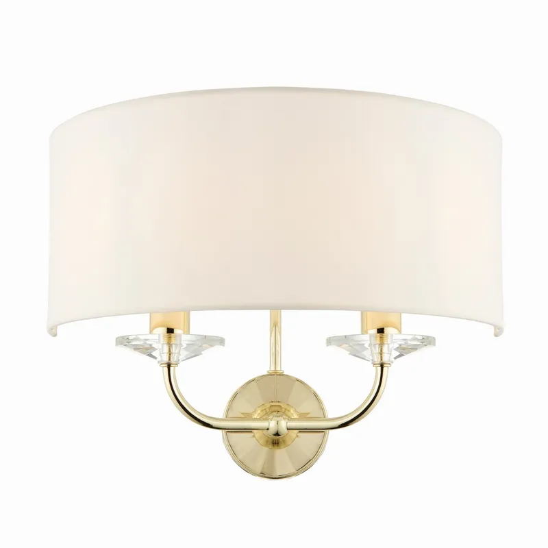 Endon Collection Lighting Nixon 2 Light Indoor Candle Wall Light Brass, E14
