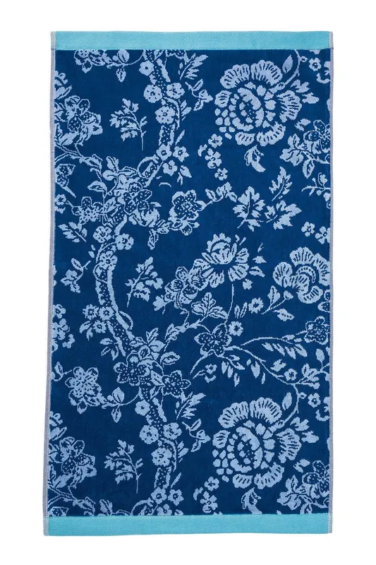 English Heritage 'Eagle House Damask' Cotton Towel in Cobalt Cobalt