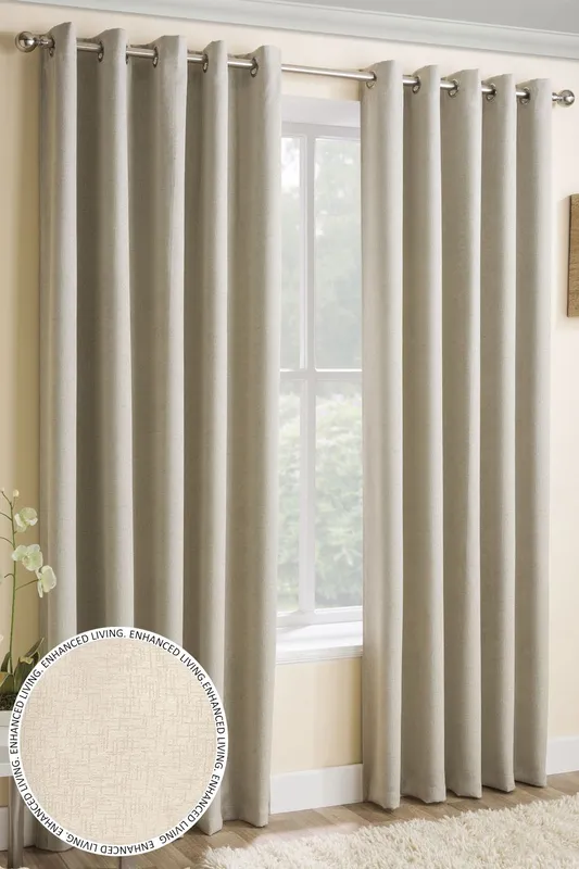 Terrys Vogue Thermal Blockout Ready Made Eyelet Curtains Cream